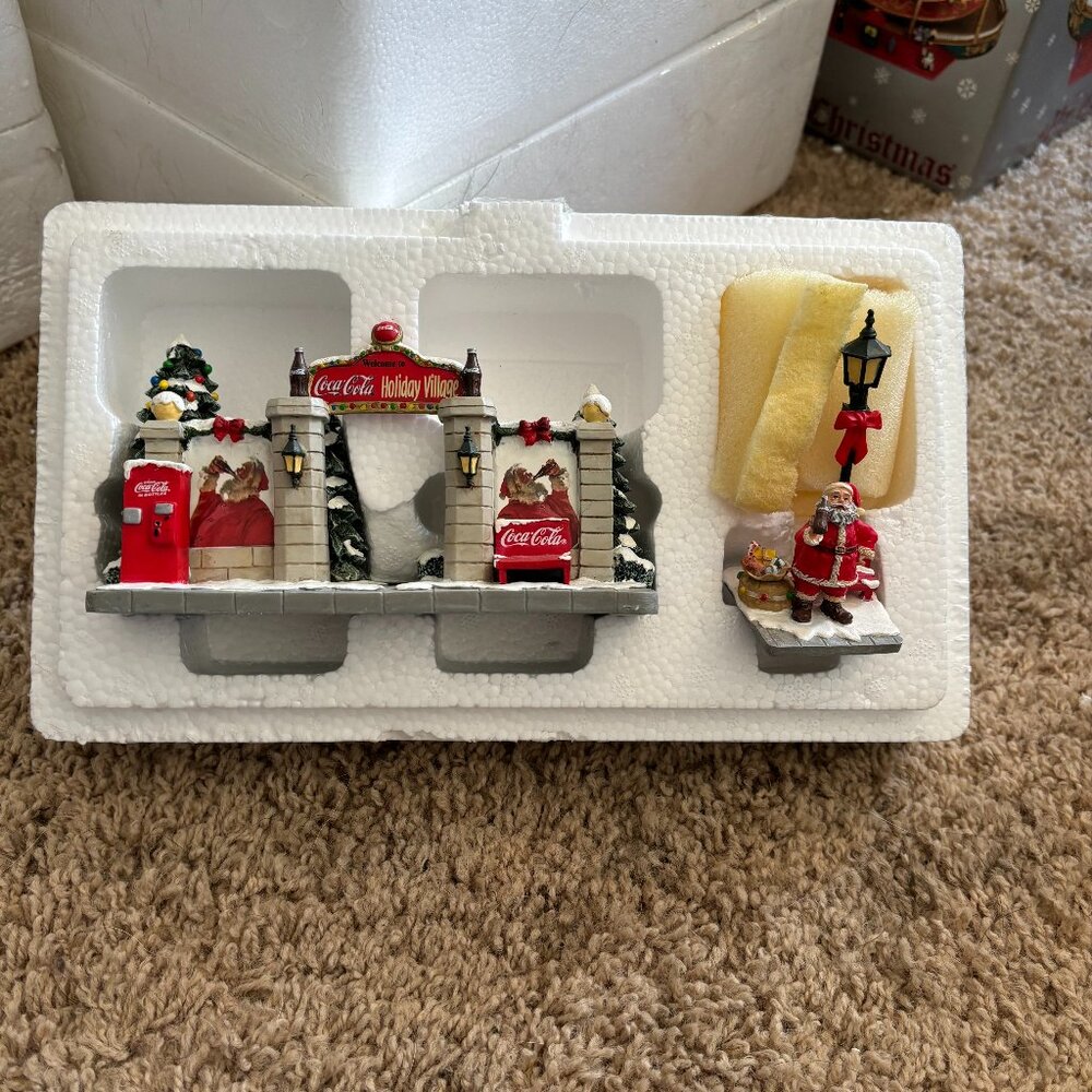 Hawthorne Coca Cola Coke Holiday Village accessories Village Gate Santa figurine